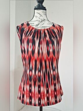 Calvin Klein Red and Black Patterned Sleeveless Tank Top